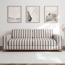 Load image into Gallery viewer, Ivory Black Stripe Stain Resistant Upholstery Bedding Drapery Fabric