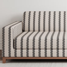 Load image into Gallery viewer, Ivory Black Stripe Stain Resistant Upholstery Bedding Drapery Fabric