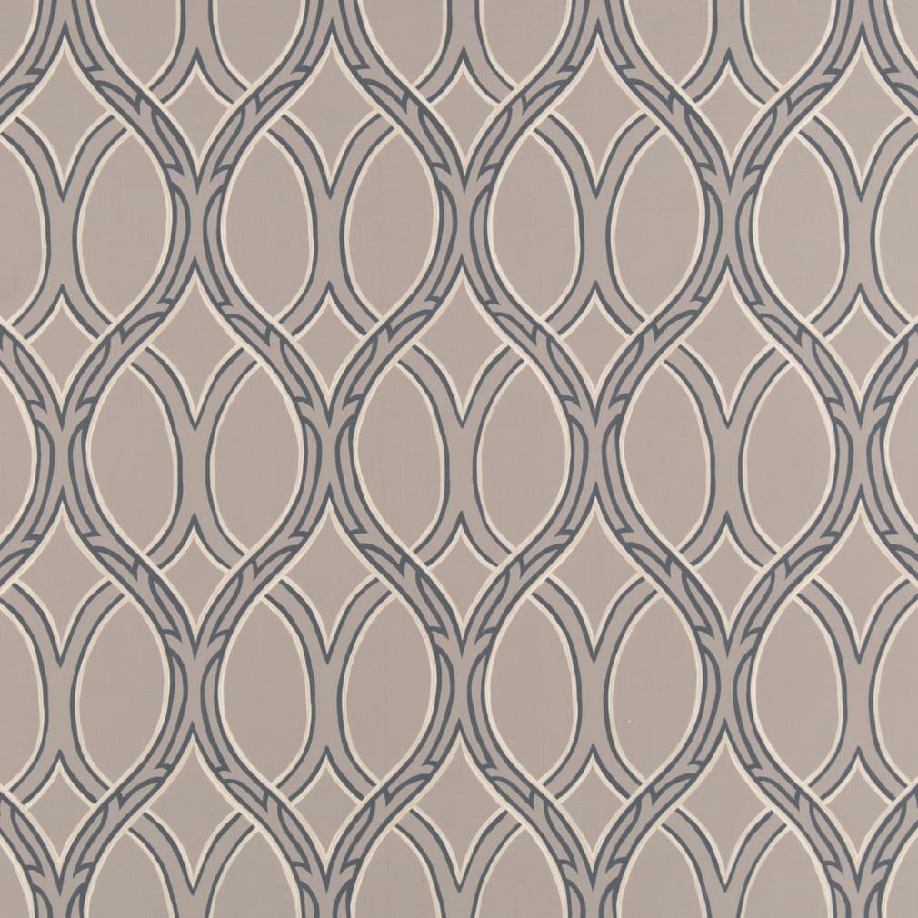 Tan Trellis Geometric Stain Resistant Upholstery Bedding Drapery Fabric