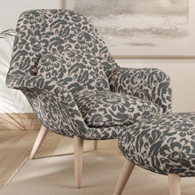 Load image into Gallery viewer, Grey Ivory Floral Stain Resistant Upholstery Bedding Drapery Fabric