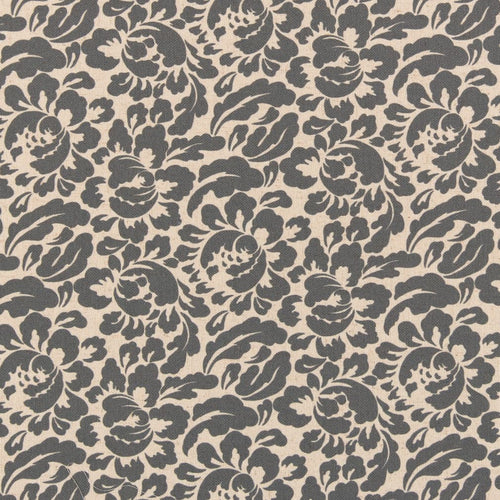 Grey Ivory Floral Stain Resistant Upholstery Bedding Drapery Fabric