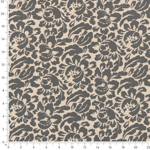 Grey Ivory Floral Stain Resistant Upholstery Bedding Drapery Fabric