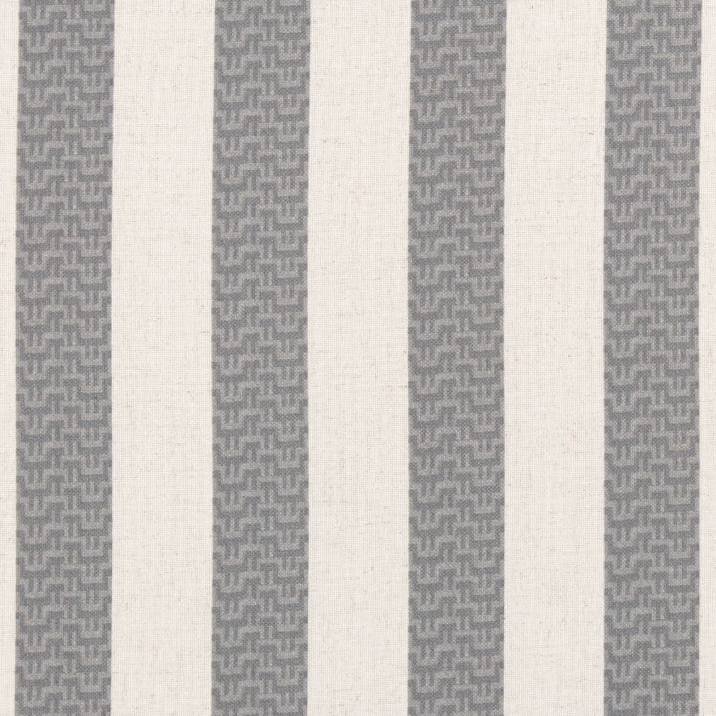 Grey Ivory Stripe Stain Resistant Upholstery Bedding Drapery Fabric