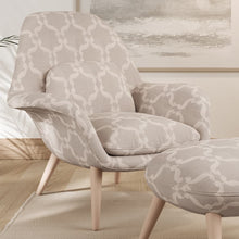 Load image into Gallery viewer, Beige Ivory Trellis Upholstery Bedding Drapery Stain Resistant Fabric