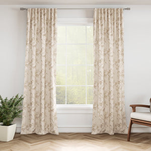 Beige Ivory Botanic Floral Stain Resistant Upholstery Bedding Drapery Fabric