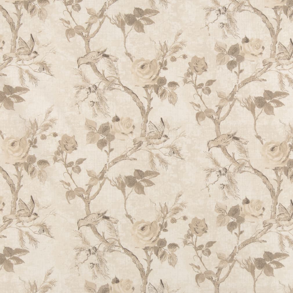 Beige Ivory Botanic Floral Stain Resistant Upholstery Bedding Drapery Fabric