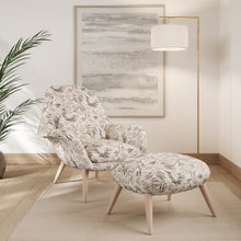 Load image into Gallery viewer, Ivory Beige Grey Floral Botanical Stain Resistant Upholstery Fabric
