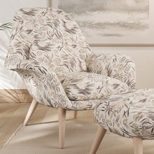Load image into Gallery viewer, Ivory Beige Grey Floral Botanical Stain Resistant Upholstery Fabric