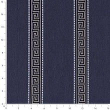 Load image into Gallery viewer, Black Stripe Greek Key Stain Resistant Upholstery Fabric