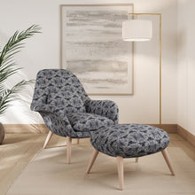 Load image into Gallery viewer, Grey Geometric Trellis Stain Resistant Upholstery Fabric