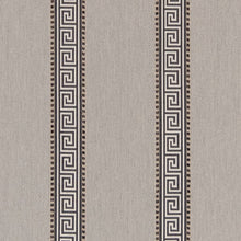 Load image into Gallery viewer, Beige Brown Stripe Greek Key Stain Resistant Upholstery Fabric