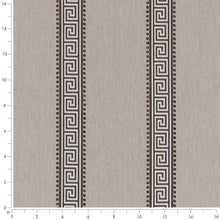Load image into Gallery viewer, Beige Brown Stripe Greek Key Stain Resistant Upholstery Fabric