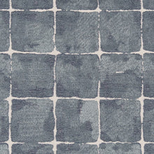 Load image into Gallery viewer, Grey Blue Ivory Check Plaid Stain Resistant Upholstery Fabric