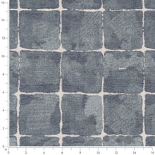 Load image into Gallery viewer, Grey Blue Ivory Check Plaid Stain Resistant Upholstery Fabric