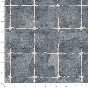 Grey Blue Ivory Check Plaid Stain Resistant Upholstery Fabric