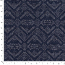 Load image into Gallery viewer, Dark Blue Geometric Stain Resistant Upholstery Fabric