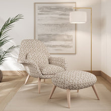 Load image into Gallery viewer, Tan Ivory Trellis Geometric Stain Resistant Upholstery Fabric