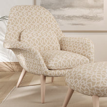Load image into Gallery viewer, Beige Ivory Trellis Geometric Stain Resistant Upholstery Fabric
