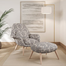 Load image into Gallery viewer, Grey Beige Damask Stain Resistant Upholstery Fabric