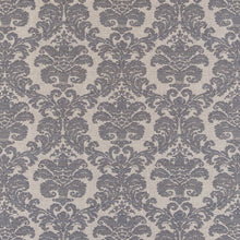 Load image into Gallery viewer, Grey Beige Damask Stain Resistant Upholstery Fabric