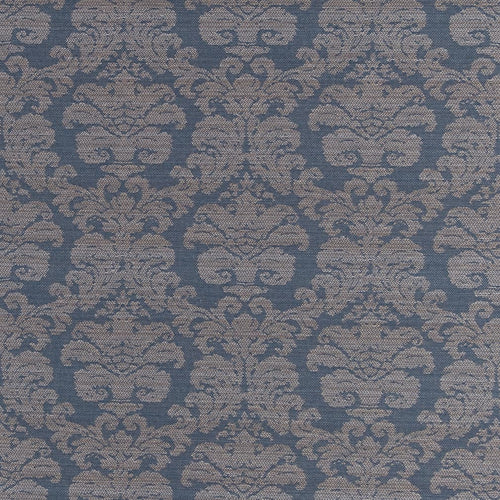 Blue Grey Damask Stain Resistant Upholstery Fabric