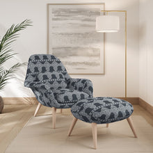 Load image into Gallery viewer, Dark Blue Floral Stripe Stain Resistant Upholstery Fabric