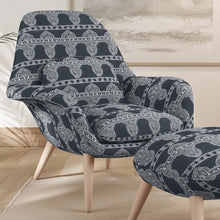Load image into Gallery viewer, Dark Blue Floral Stripe Stain Resistant Upholstery Fabric