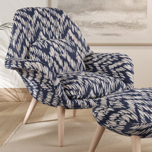 Load image into Gallery viewer, Blue Beige Geometric Stripe Stain Resistant Upholstery Fabric