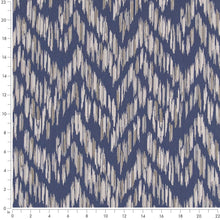 Load image into Gallery viewer, Blue Beige Geometric Stripe Stain Resistant Upholstery Fabric