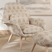 Load image into Gallery viewer, Beige Floral Stripe Stain Resistant Upholstery Fabric