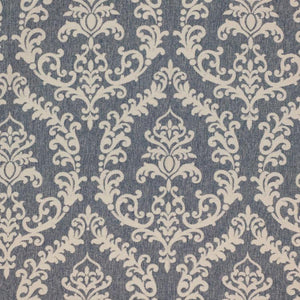 Woven Damask Drapery Fabric Beige Gray Blue Cream / RMIL13