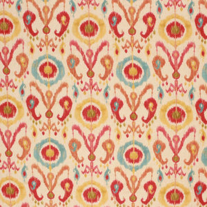 Orange Green Ikat Fabric, Fabric Bistro, Columbia