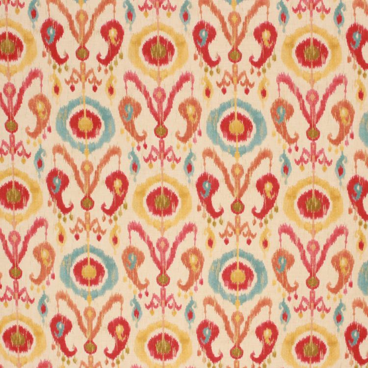 Drapery Fabric Ikat Ethnic Fabric Orange Red Aqua / Fiesta