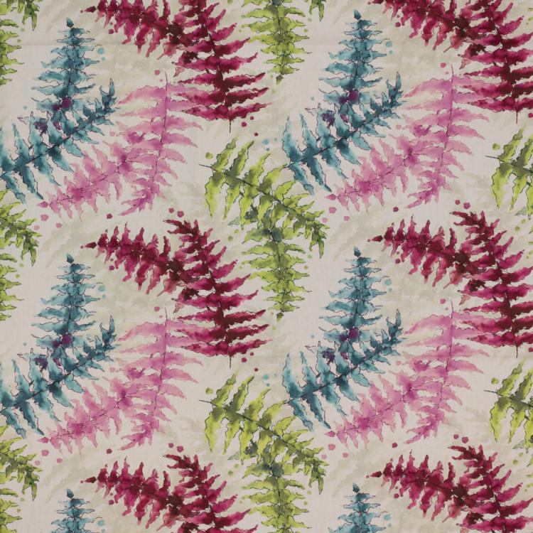 3 Colors Fern Leaf Drapery Fabric Teal Green Pink / RMIL14