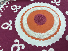 Load image into Gallery viewer, Embroidered Medallion Corded Drapery Fabric Ivory Gray Orange Magenta / Fuchsia RMBLV