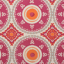 Load image into Gallery viewer, Embroidered Medallion Corded Drapery Fabric Ivory Gray Orange Magenta / Fuchsia RMBLV