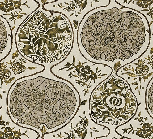 Schumacher KATSUGI Fabric / Link and Sepia