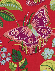 Schumacher exotic butterfly fabric / Red