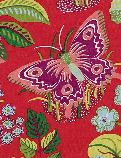 Schumacher exotic butterfly fabric | red | Fabric Bistro