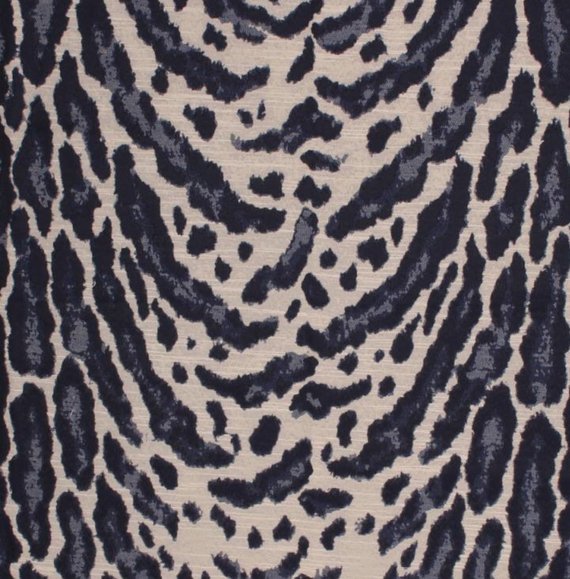 Faux Ocelot Cheetah Animal Pattern Jaguar Jungle Tribal Fabric Navy Blue Gray / Indigo
