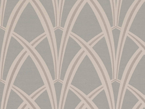 Steel Blue Grey Taupe Geometric Abstract Art Deco Drapery Fabric