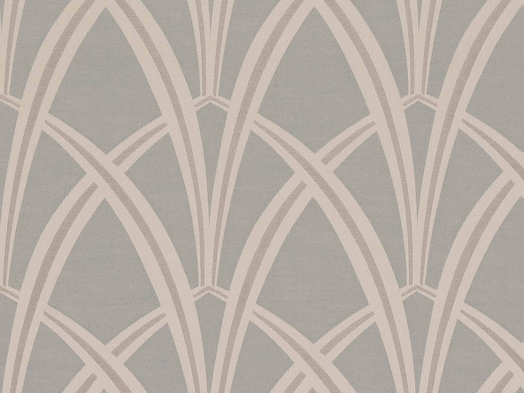 Steel Blue Grey Taupe Geometric Abstract Art Deco Drapery Fabric