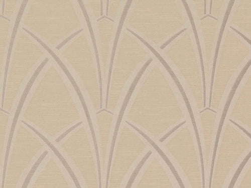 Wheat Beige Taupe Geometric Abstract Art Deco Drapery Fabric