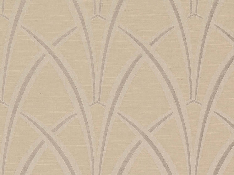 Wheat Beige Taupe Geometric Abstract Art Deco Drapery Fabric