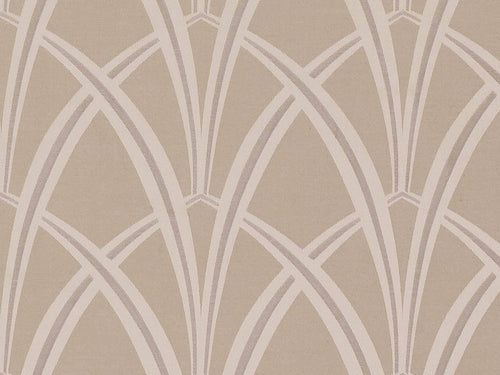 Taupe Neutral Geometric Abstract Art Deco Drapery Fabric