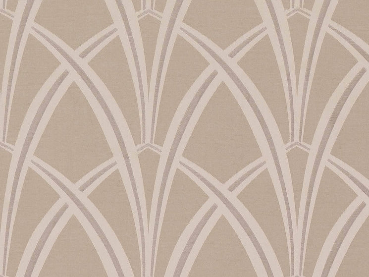 Taupe Neutral Geometric Abstract Art Deco Drapery Fabric