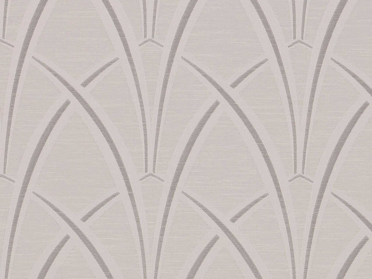 Silver Grey Geometric Abstract Art Deco Drapery Fabric