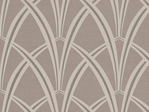 Beige Grey Taupe Geometric Abstract Art Deco Drapery Fabric