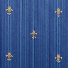 Load image into Gallery viewer, Essentials Upholstery Drapery Fleur de Lis Fabric Blue Gold / Regal Medallion