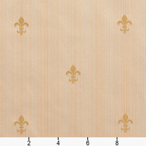 Essentials Upholstery Drapery Fleur de Lis Fabric Ivory Gold / Antique Medallion